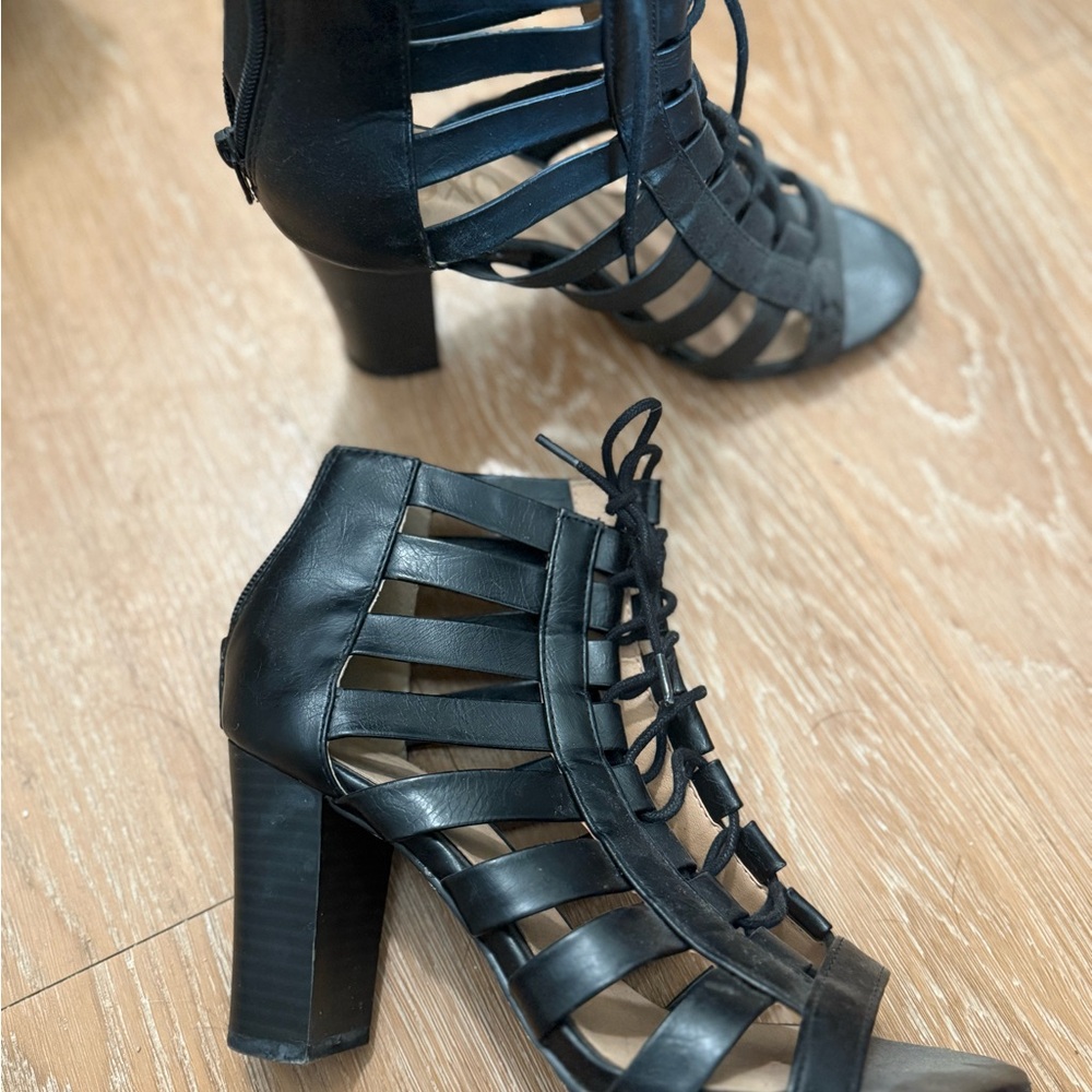 Black Strappy Heeled Sandals